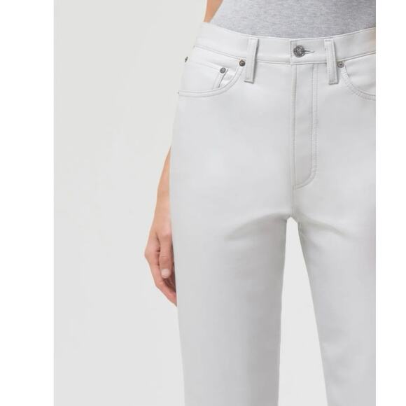 AGOLDE Recycled Leather 90's Pinch Waist Pants Powder Cream Sz 31,  $298 - Picture 2 of 16